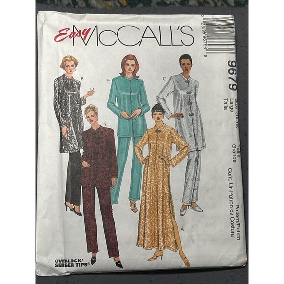 McCalls 9679 Sewing Pattern Womens Neru Colar Tunic Top Pants Robe Large Easy - Picture 1 of 4